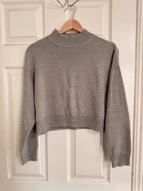 H&M Light Grey Cropped Turtleneck Sweater
